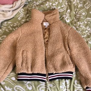 forever 21 fuzzy bomber jacket